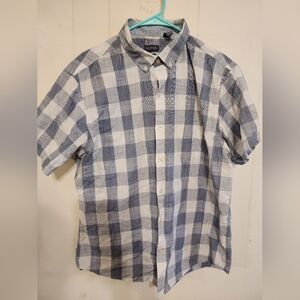 Van Heusen Shirt Blue Plaid XL
